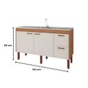 Ver imagem 5 de Gabinete de Cozinha 100% MDF Armário 144cm 2 Gavetas Branco:Freijó/Off White