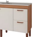 Ver imagem 4 de Gabinete de Cozinha 100% MDF Armário 144cm 2 Gavetas Branco:Freijó/Off White