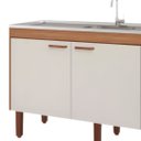 Ver imagem 2 de Gabinete de Cozinha 100% MDF Armário 144cm 2 Gavetas Branco:Freijó/Off White