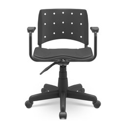 Cadeira Secretária Giratória Ergonômica Para Escritório Ergoplax Preta Estofada com Braço - 4