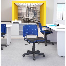 Cadeira Secretária Giratória Ergonômica Para Escritório Ergoplax Preta Estofada com Braço - 5
