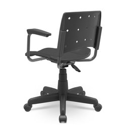 Cadeira Secretária Giratória Ergonômica Para Escritório Ergoplax Preta Estofada com Braço - 2