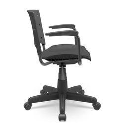 Cadeira Secretária Giratória Ergonômica Para Escritório Ergoplax Preta Estofada com Braço - 3