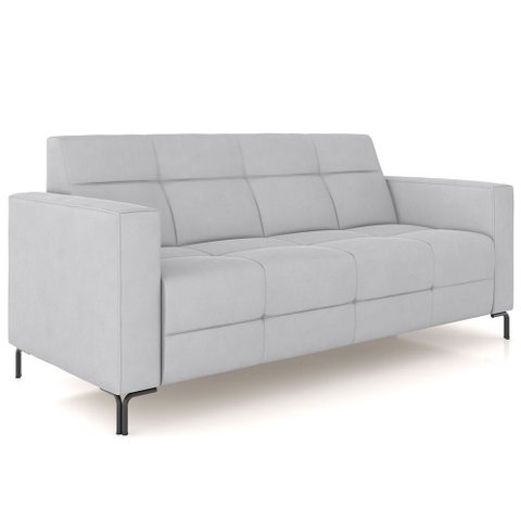 Sofá 3 Lugares Sala Living Industrial 200cm Senna K01 Veludo Cinza - Lyam Decor