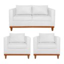 Ver imagem 1 de Kit Sofá 3 Lugares e 2 Poltronas Europa 180 cm Estilo Conforto e Elegância Suede Branco - Amarena