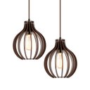 Ver imagem 3 de Luminária Pendente Duplo Madeira Bali 20cm Cq Soquete E27 Marrom