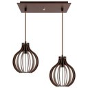 Ver imagem 1 de Luminária Pendente Duplo Madeira Bali 20cm Cq Soquete E27 Marrom