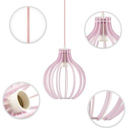 Luminária Pendente Triplo Madeira Bali 20cm CQ Soquete E27 Rosa Claro - 4