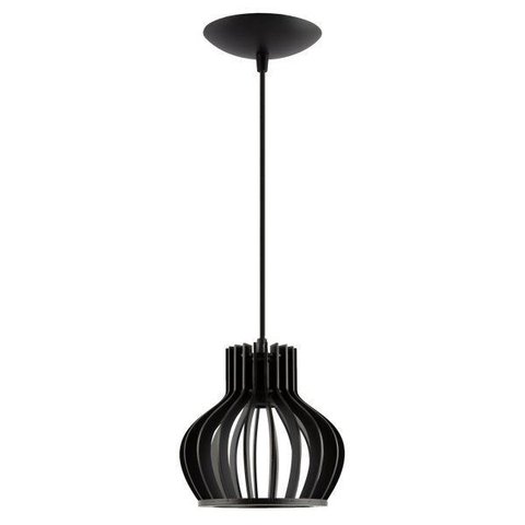 Luminária Pendente Madeira Circus 15cm Soquete E27 Preto