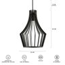 Luminária Pendente Madeira Laurel 30cm Soquete E27 Sala Preto - 6