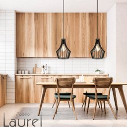 Luminária Pendente Madeira Laurel 30cm Soquete E27 Sala Preto - 4