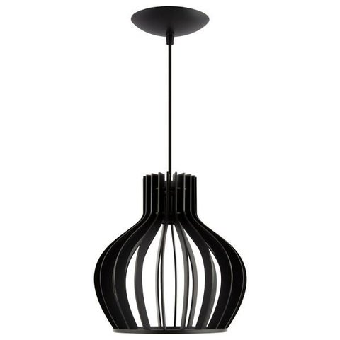 Luminária Pendente Madeira Circus 25cm Soquete E27 Sala Preto