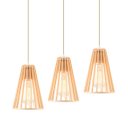 Ver imagem 3 de Luminária Pendente Triplo Madeira Koni 20cm CQ Soquete E27 Pessego