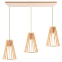 Ver imagem 1 de Luminária Pendente Triplo Madeira Koni 20cm CQ Soquete E27 Pessego