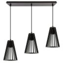 Ver imagem 1 de Luminária Pendente Triplo Madeira Koni 20cm CQ Soquete E27 Preto