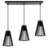 Luminária Pendente Triplo Madeira Koni 20cm CQ Soquete E27 Preto - 1