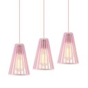 Ver imagem 3 de Luminária Pendente Triplo Madeira Koni 20cm CQ Soquete E27 Rosa Claro