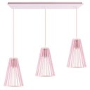 Ver imagem 1 de Luminária Pendente Triplo Madeira Koni 20cm CQ Soquete E27 Rosa Claro