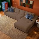 Ver imagem 1 de Sofá Evo 3,40m Molas Ensacadas com Chaise Lounge Direita Velourê Marrom Cama Inbox