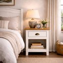 Ver imagem 2 de Mesa de Cabeceira Madeira Maciça Boho Rústica Mesinha Quarto:branco