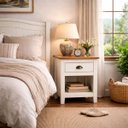 Ver imagem 1 de Mesa de Cabeceira Madeira Maciça Boho Rústica Mesinha Quarto:branco