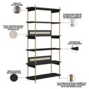 Ver imagem 5 de Estante Livreiro Home Office e Mesa Escrivaninha Industrial Indy A03 Nero Dourado