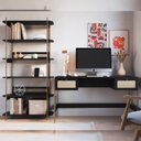 Ver imagem 4 de Estante Livreiro Home Office e Mesa Escrivaninha Industrial Indy A03 Nero Dourado