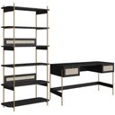 Ver imagem 1 de Estante Livreiro Home Office e Mesa Escrivaninha Industrial Indy A03 Nero Dourado