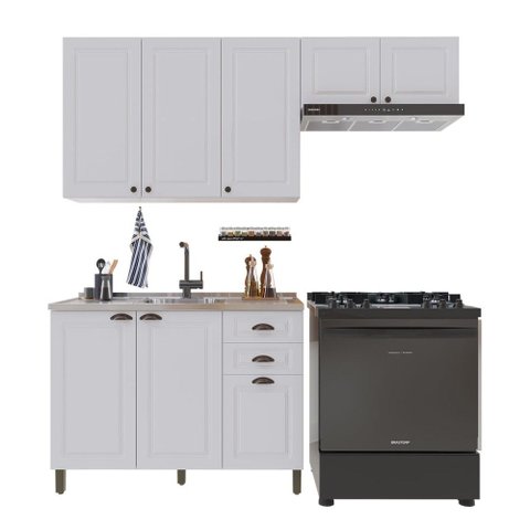 Cozinha Compacta Bariloche 8 Portas 2 Gavetas 100% MDF 6225 Branco - Indékes