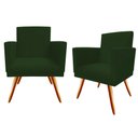 Ver imagem 1 de Kit 2 Poltronas Decorativa Nina Suede Verde Pés Madeira Ms Decor