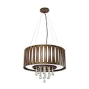 Ver imagem 3 de Lustre Coliseu Pendente Madeira Redondo 50Cm Imbuia Cristal
