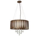 Ver imagem 1 de Lustre Coliseu Pendente Madeira Redondo 50Cm Imbuia Cristal