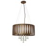 Lustre Coliseu Pendente Madeira Redondo 50Cm Imbuia Cristal - 1