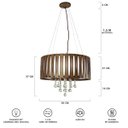 Ver imagem 6 de Lustre Coliseu Pendente Madeira Redondo 50Cm Imbuia Cristal