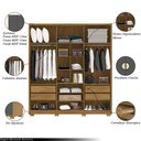 Ver imagem 3 de Guarda Roupa Casal Marlin 6 Portas de Bater 4 Gavetas com Nichos Mdf Nature/chumbo G98 - Gran Belo