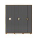 Ver imagem 2 de Guarda Roupa Casal Marlin 6 Portas de Bater 4 Gavetas com Nichos Mdf Nature/chumbo G98 - Gran Belo