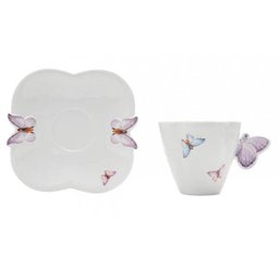 Jogo De Xícaras De Chá 6 Peças Borboleta Porcelana Wolff - 1