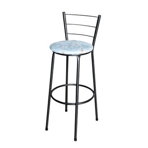 Banqueta Alta Craqueada para Cozinha com Assento Estampado:floral Gelo