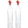 Kit 2 Garrafas 510ml Lyor Azeite ou Vinagre com Bico Dosador e Tampa Vermelha - 1
