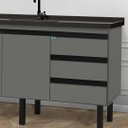 Ver imagem 4 de Gabinete de Cozinha 3 Gavetas Armário de Pia 2 Porta 144cm: Cinza Fosco
