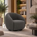 Ver imagem 2 de Poltrona Giratória 360° Orgânica Bouclé Sala Recepção Nuvem:Bouclê/Cinza Escuro