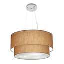 Ver imagem 1 de Lustre Pendente Duplo Cilíndrico Vivare Md-4061 Cúpula em Tecido 50x40cm - Bivolt Palha 127/220v
