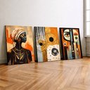 Ver imagem 2 de Kit 3 Quadro Decorativo Arte Africana Abstrato Moderno Casa Qualidade Premium 40x28cm