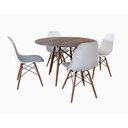 Ver imagem 2 de Conjunto de Mesa de Jantar Eames Eiffel Redonda 90cm Tampo de Madeira Amêndoa com 4 Cadeiras Brancas