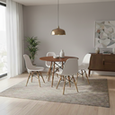 Ver imagem 1 de Conjunto de Mesa de Jantar Eames Eiffel Redonda 90cm Tampo de Madeira Amêndoa com 4 Cadeiras Brancas