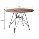 Ver imagem 3 de Mesa Eiffel Redonda 110cm Tampo de Madeira Amendôa com Base de Ferro Preto