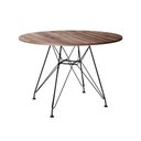 Ver imagem 2 de Mesa Eiffel Redonda 110cm Tampo de Madeira Amendôa com Base de Ferro Preto
