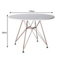 Ver imagem 3 de Mesa Eiffel Redonda 110cm Tampo de Madeira Branco com Base de Ferro Cobre