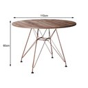 Ver imagem 3 de Mesa Eiffel Redonda 110cm Tampo de Madeira Amendôa com Base de Ferro Cobre