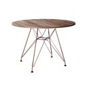 Ver imagem 2 de Mesa Eiffel Redonda 110cm Tampo de Madeira Amendôa com Base de Ferro Cobre
